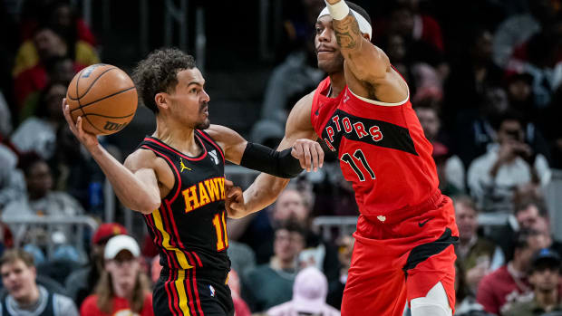 Hawks point guard Trae Young vs the Raptors